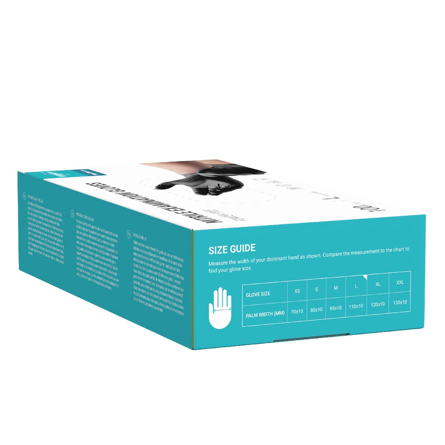 EUROPAPA Nitrile Examination Gloves, Black, L, Pack of 100