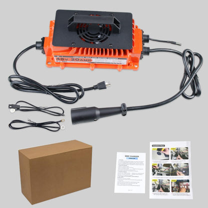 20 AMP 48 Volt Golf Cart Charger with 3-Pin Roung Plug 48V 20A 1250W High Power Lead-Acid Battery Charger for Club Car IP67 Waterproof