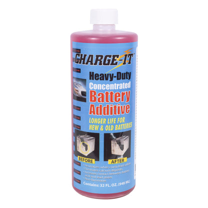 Solder-It Charge-It Battery Additive Heavy-Duty Concentrate (32 fl oz) | Battery Desulfator and Reactivator for Motorcycle, Golf Cart, Truck and Boat Batteries | Can Restore Charge to Dead Car Battery