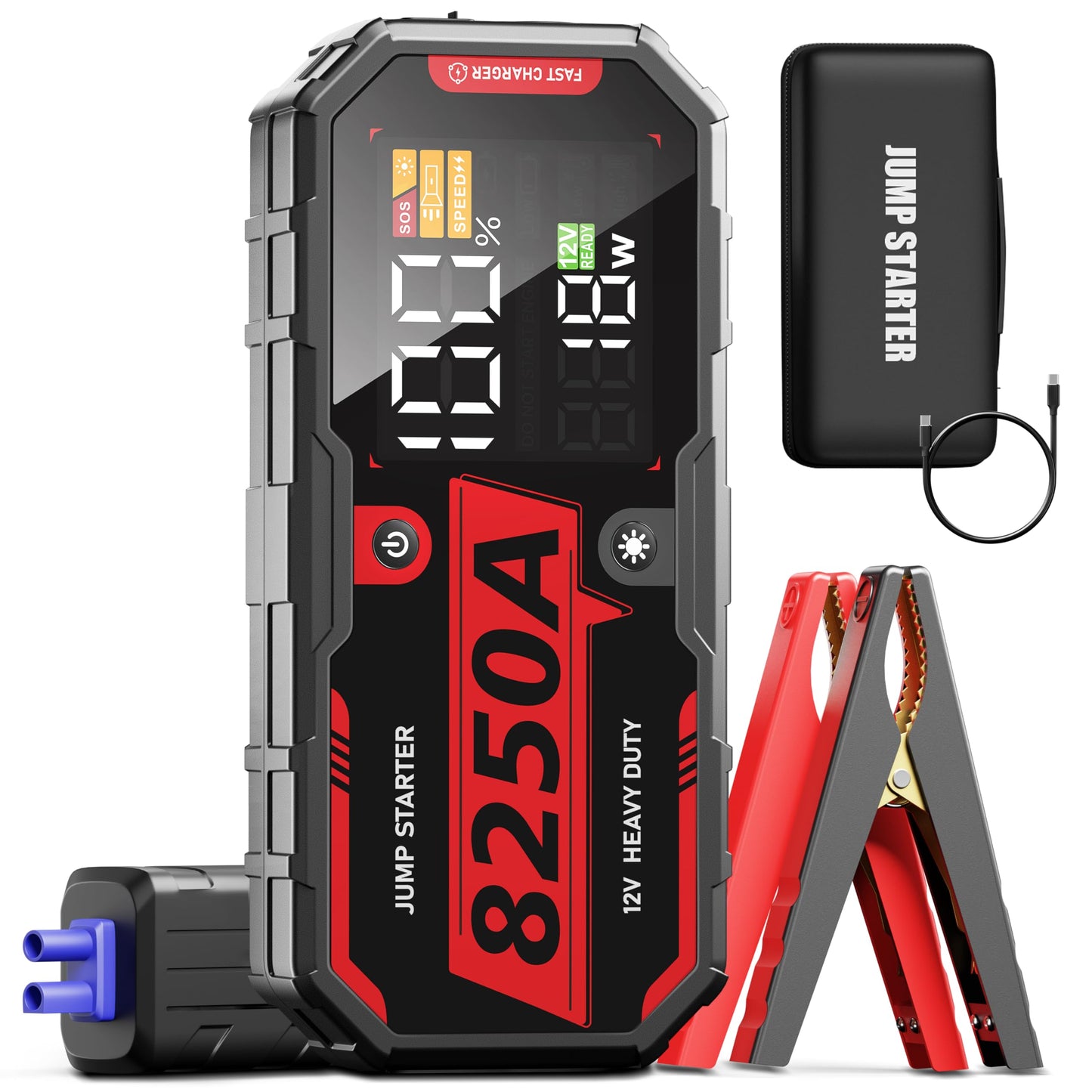 ATGFOX 8250A Jump Starter Heavy Duty Battery Jump Starter Battery Pack (for 16.0+L Gas or up to 14.0+L Diesel), 2 USB-C Power Bank, 12V Auto Battery Booster Jump Box, 48-Months Stand-by Time