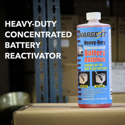 Solder-It Charge-It Battery Additive Heavy-Duty Concentrate (32 fl oz) | Battery Desulfator and Reactivator for Motorcycle, Golf Cart, Truck and Boat Batteries | Can Restore Charge to Dead Car Battery