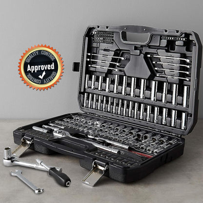 Amazon Basics Mechanic's Tool Socket Set With Case, 201-Piece