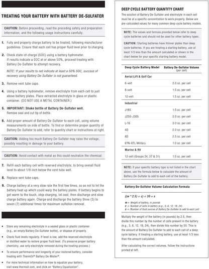 Thermoil® DeSulfater Golf Cart Solution Renews Restores & Revives Any Sulfated Lead Acid Battery Guaranteed! 64 Oz Treats Ten 6, 8 or 12 Volt Batteries. Made in USA